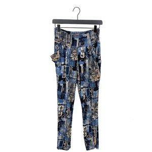 Hot Kiss Patterned Pants Blue Pink Size Medium